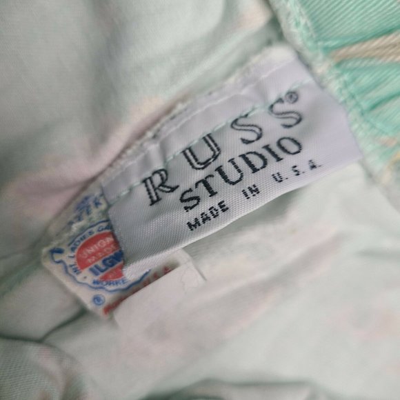 RUSS STUDIO Blue Floral Pull On Stretch Waist Pants w Pockets Womens Size 16 - Picture 3 of 5